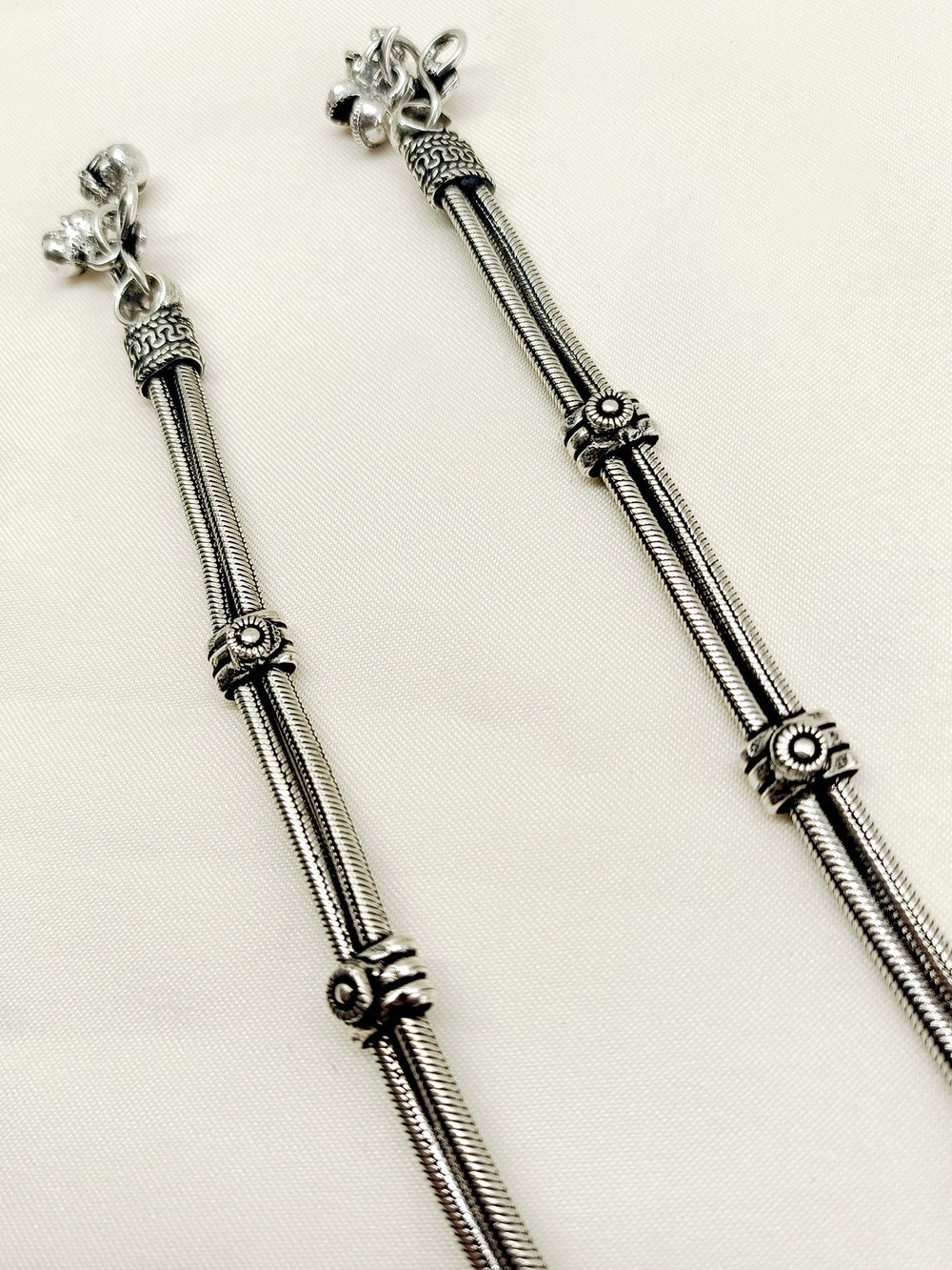 Devisha Double Layerd Oxidized Silver Anklet