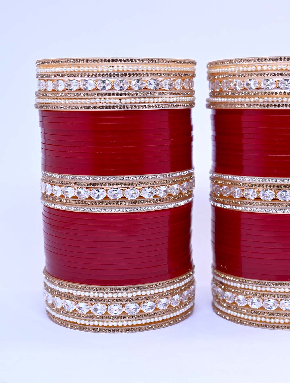 Gautami Diamond & Pearl Work Maroon Punjabi Chura