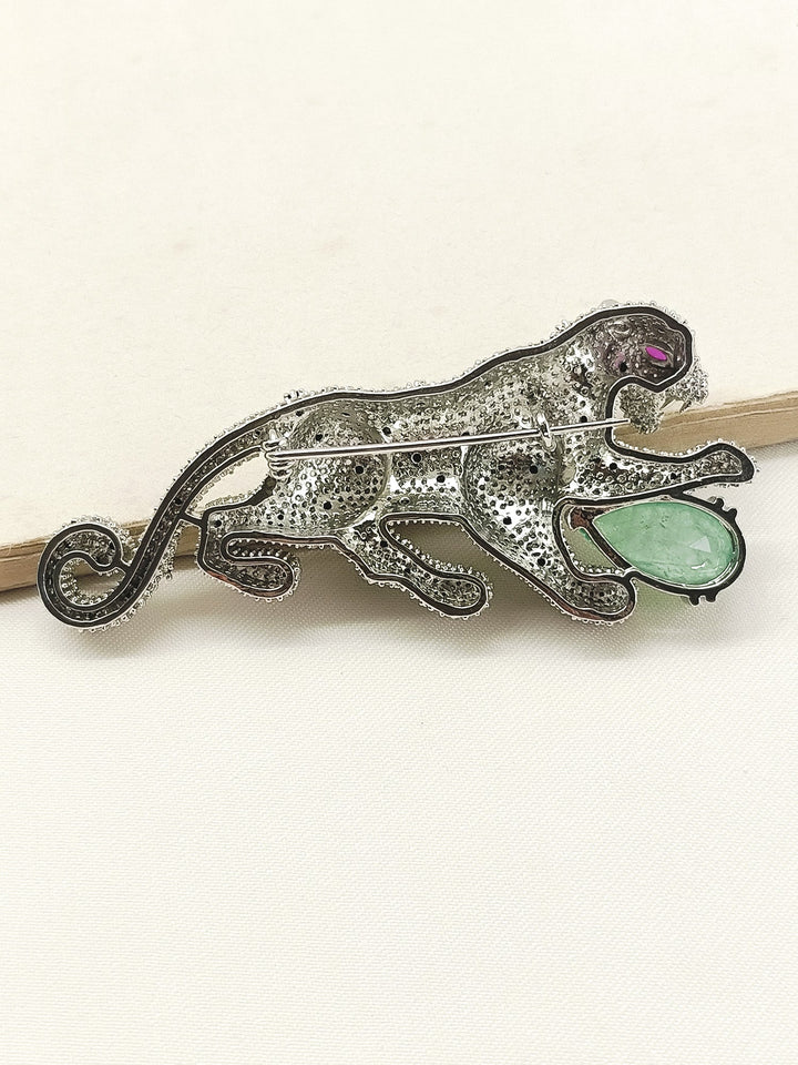 Kartik Mint Green Leopard Men's Brooch