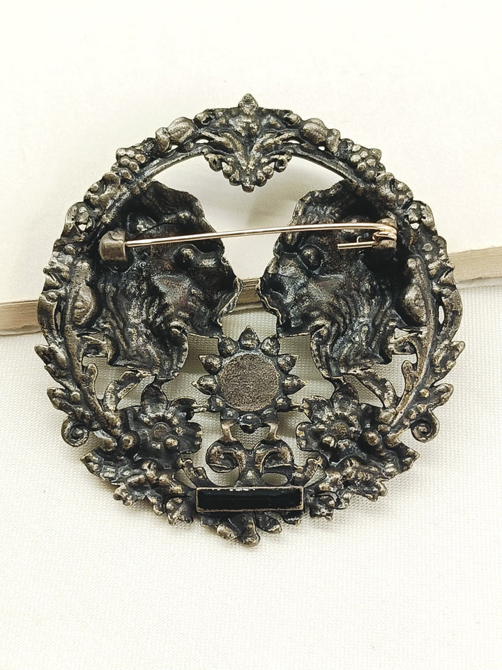 Hemansh Antique Gold Lion Men's Brooch