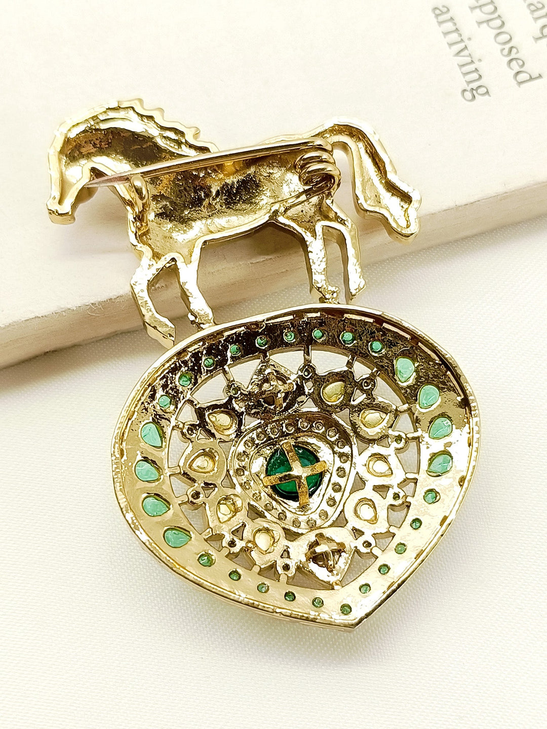 Uday Green Horse Brooch
