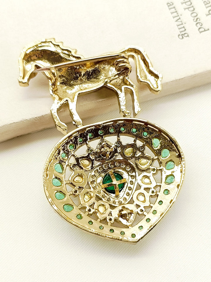 Uday Green Horse Brooch