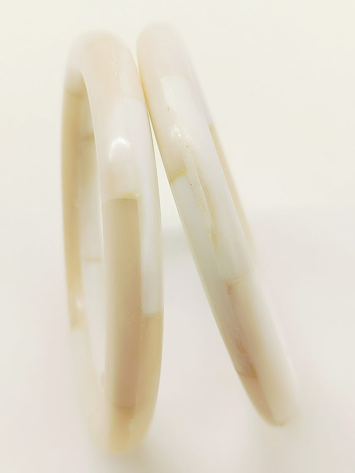 Kayla White Bone Bangles