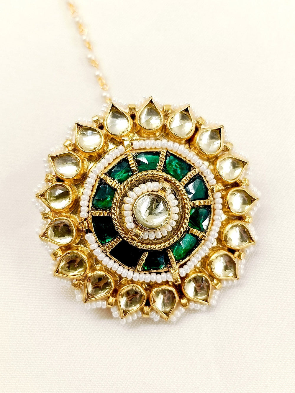 Azill Green Gold Plated Kundan Borla