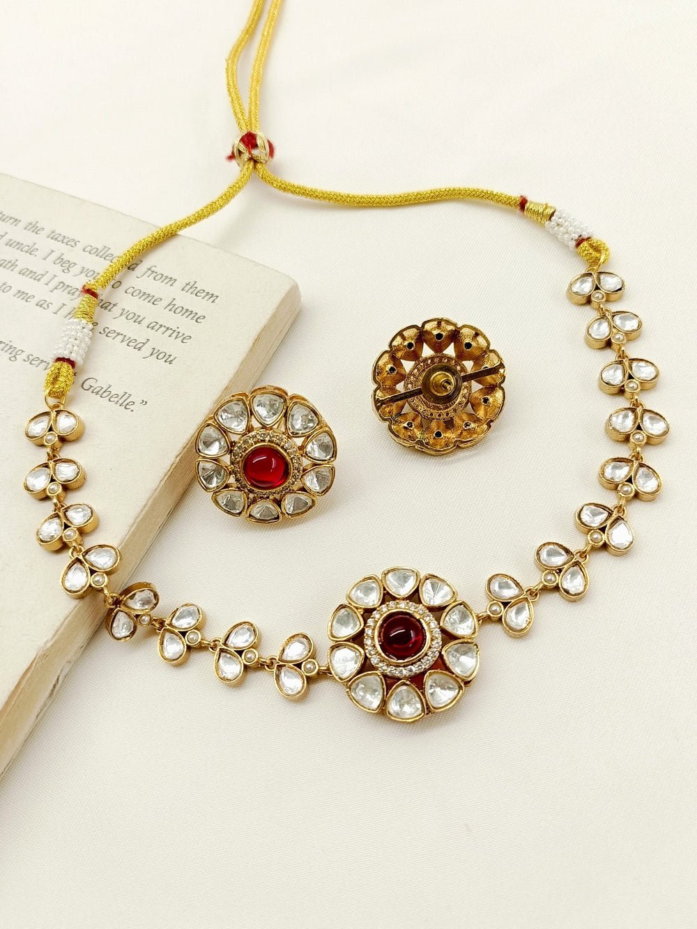 Mannat Maroon Kundan Choker Set