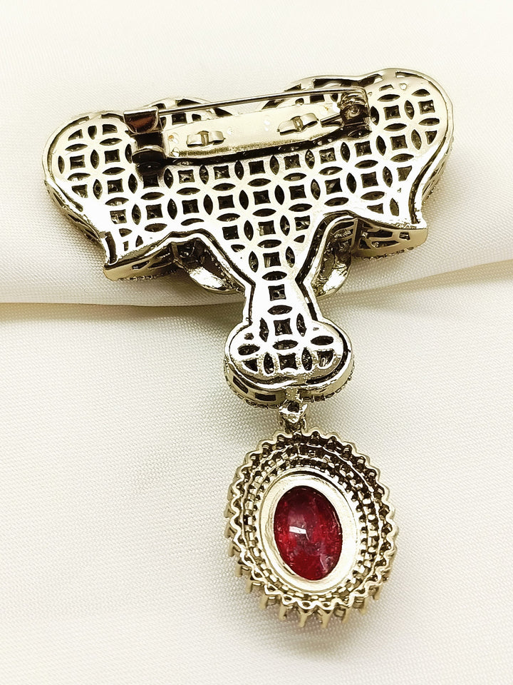 Anirudh Ruby Elephant Brooch