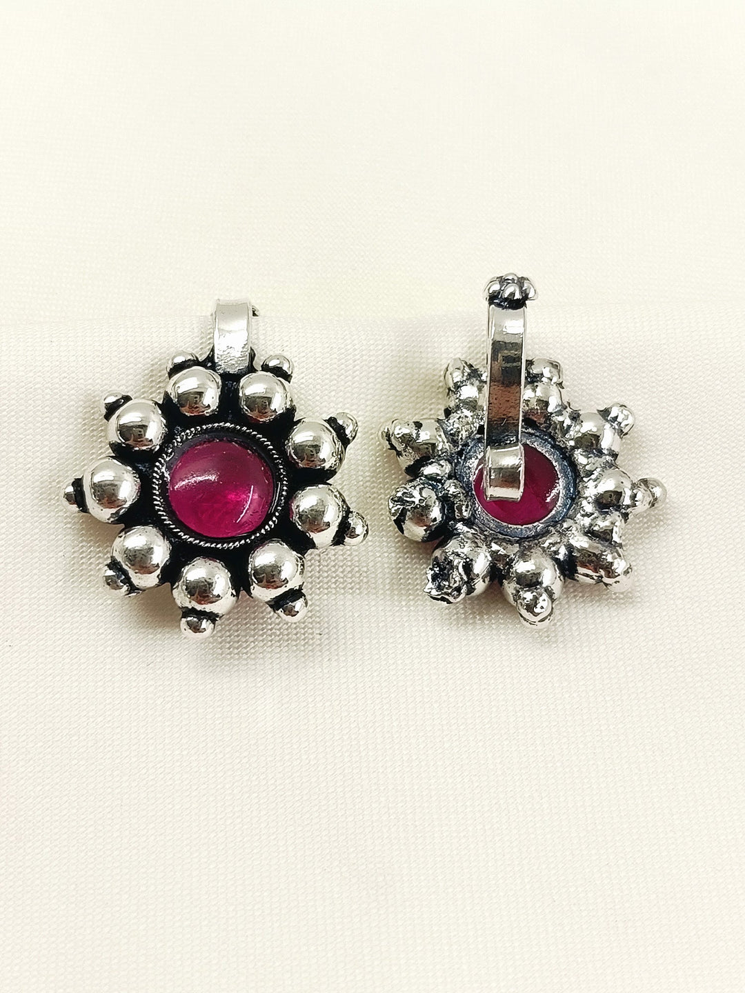 Jais Oxidized Ruby Stone Rava Clip Cuff Pair