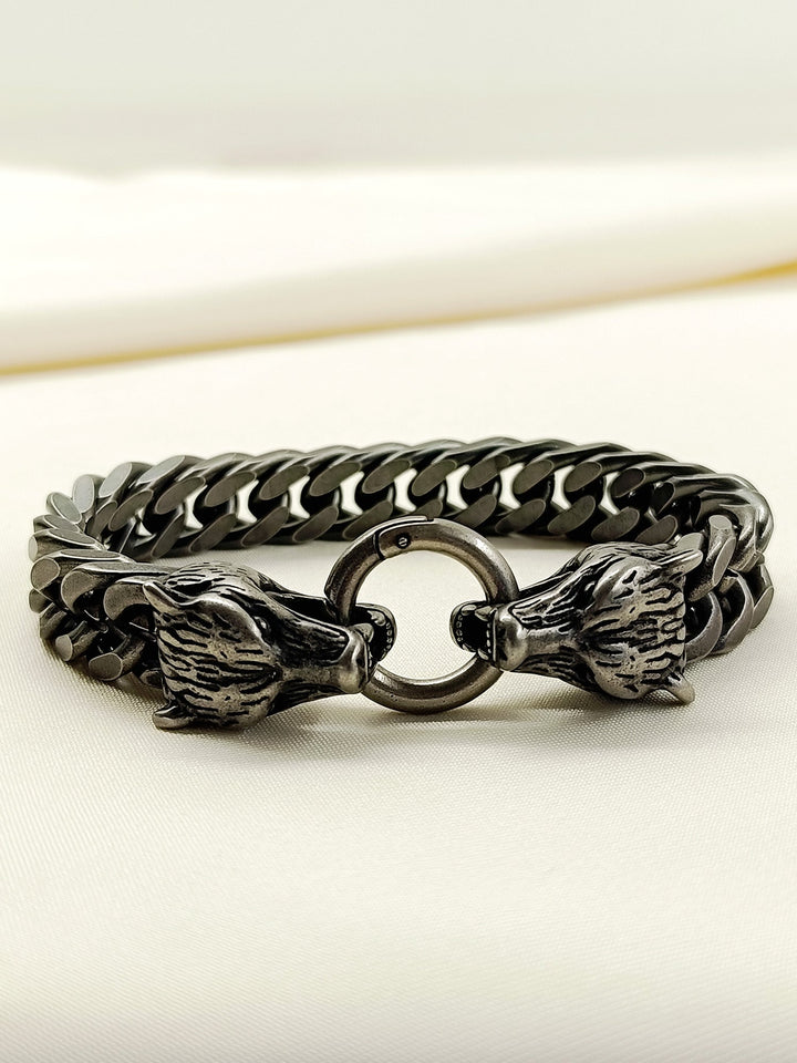Zayn Black Men’s Wolf Head Chain Bracelet