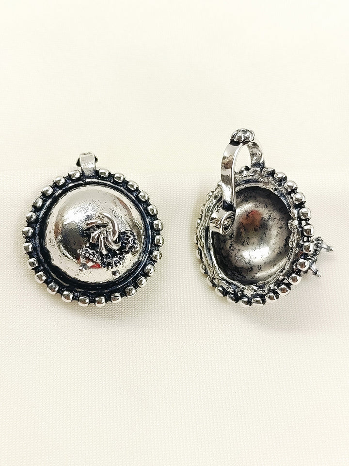 Rann Silver Oxidized Katori Dome Cuff Pair