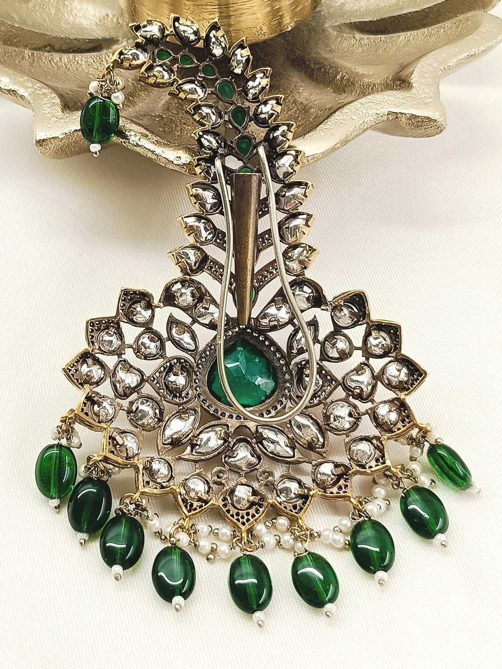 Karan Green Dulha Kalgi - Antique Gold Plating Groom