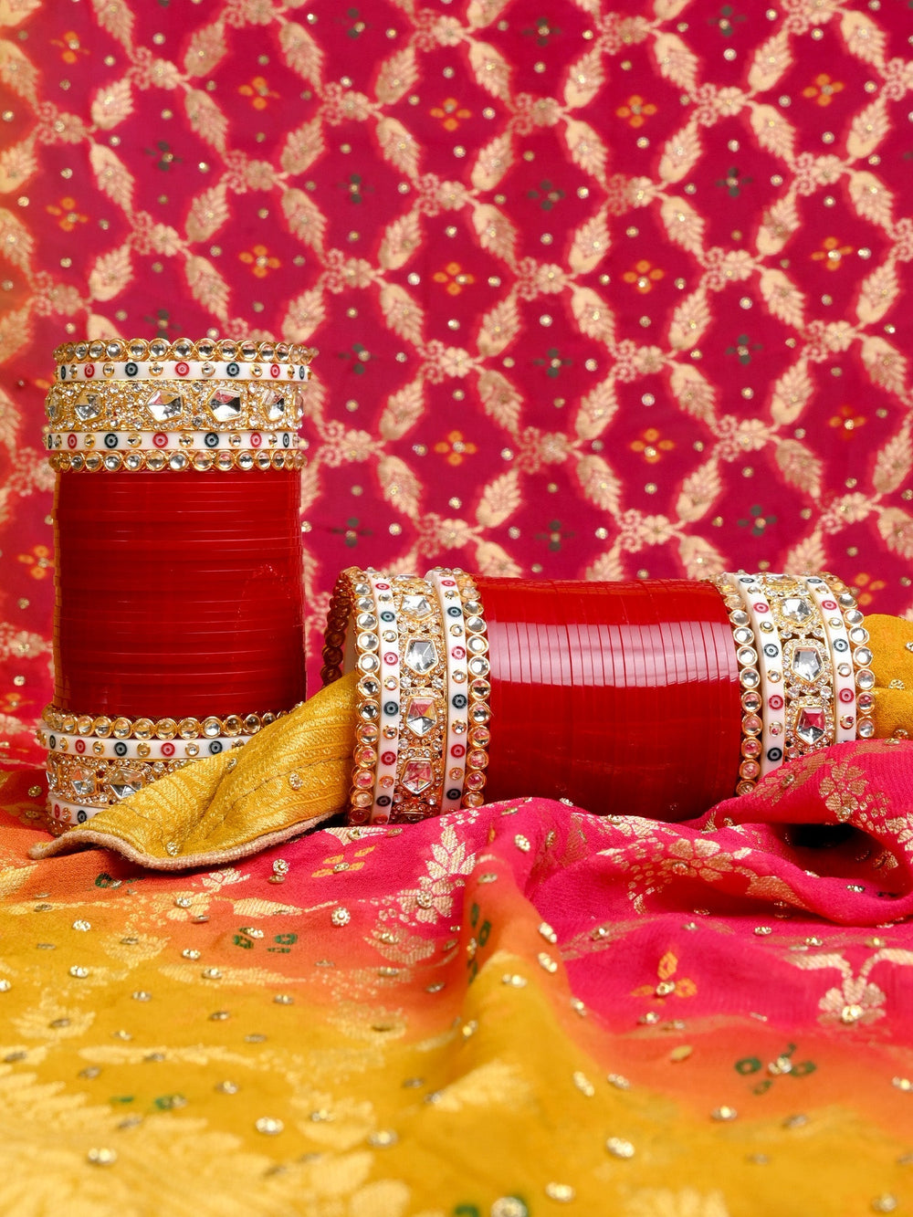 Rubina Maroon Kundan Chura Set