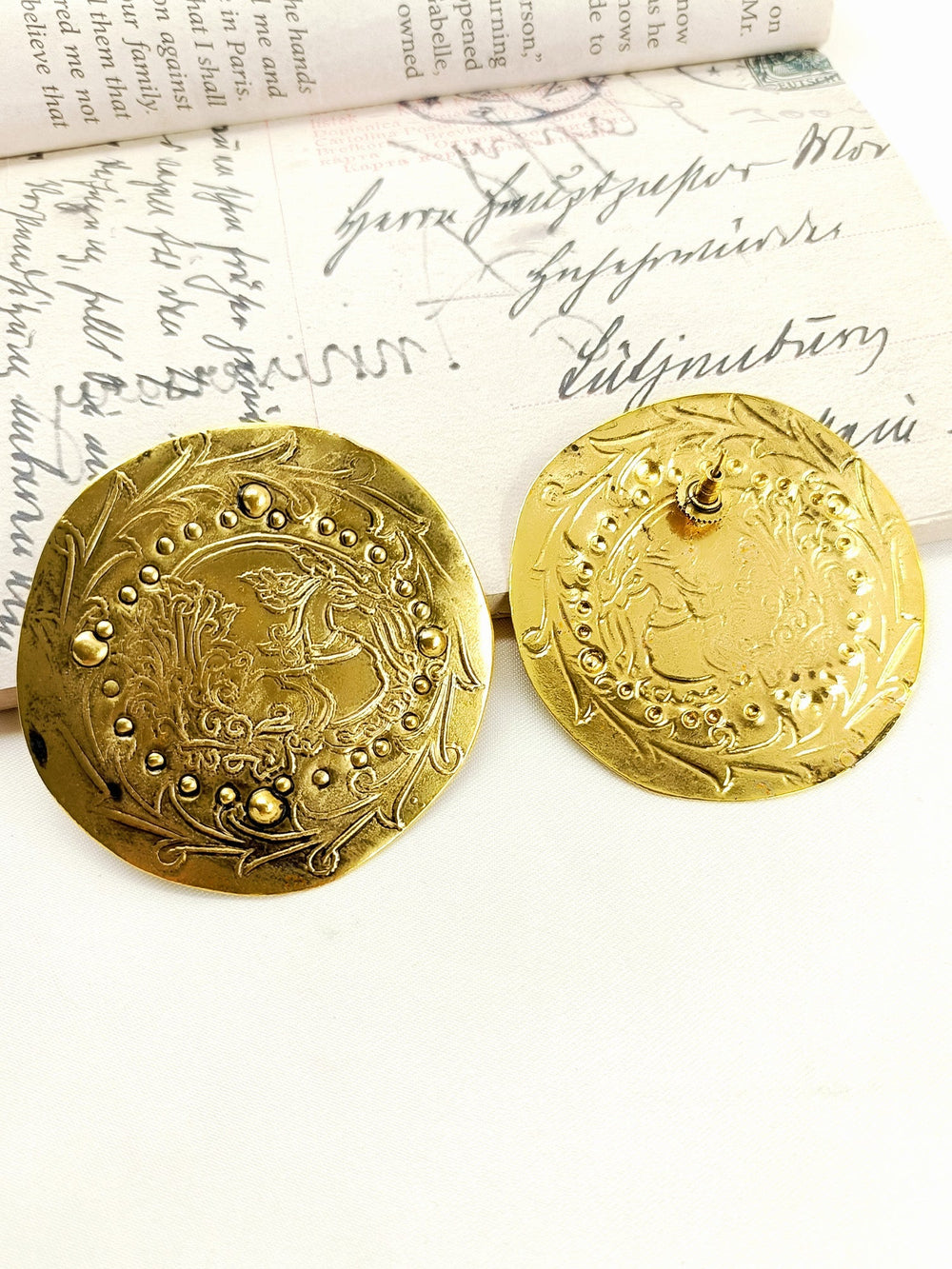 Ranjit Golden Tribal Men's Earring - Brass Dangler Antique