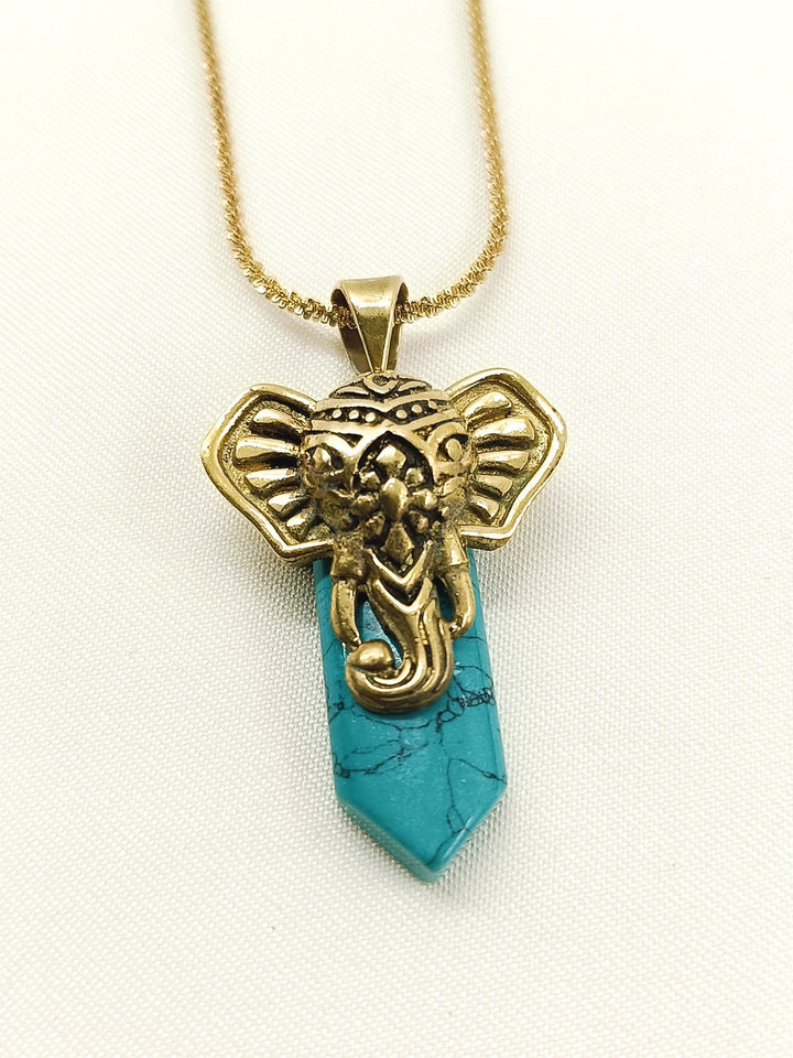 Bhuvan Elephant Head Turquoise Pendant Men&