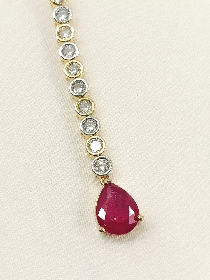 Yahvi Ruby American Diamond Teeka