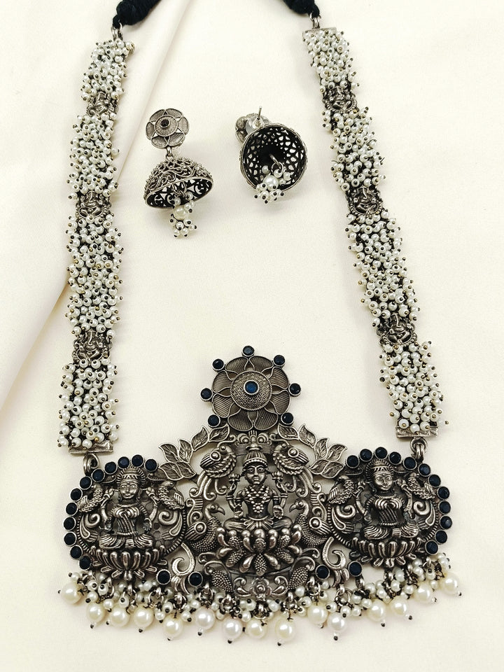 Joshika White Pearl Oxidized Necklace Set