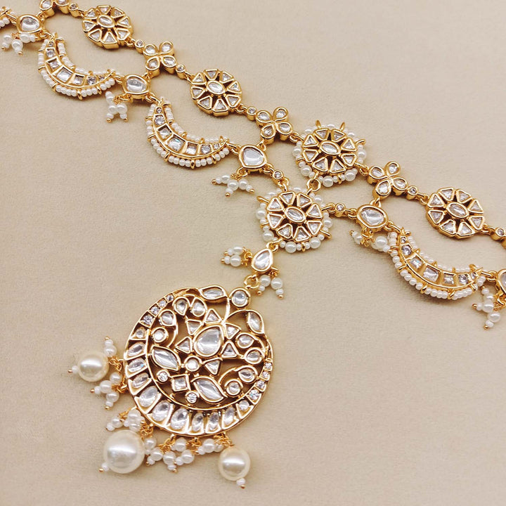 Samira White Stone Kundan Gold Plated Mathapatti