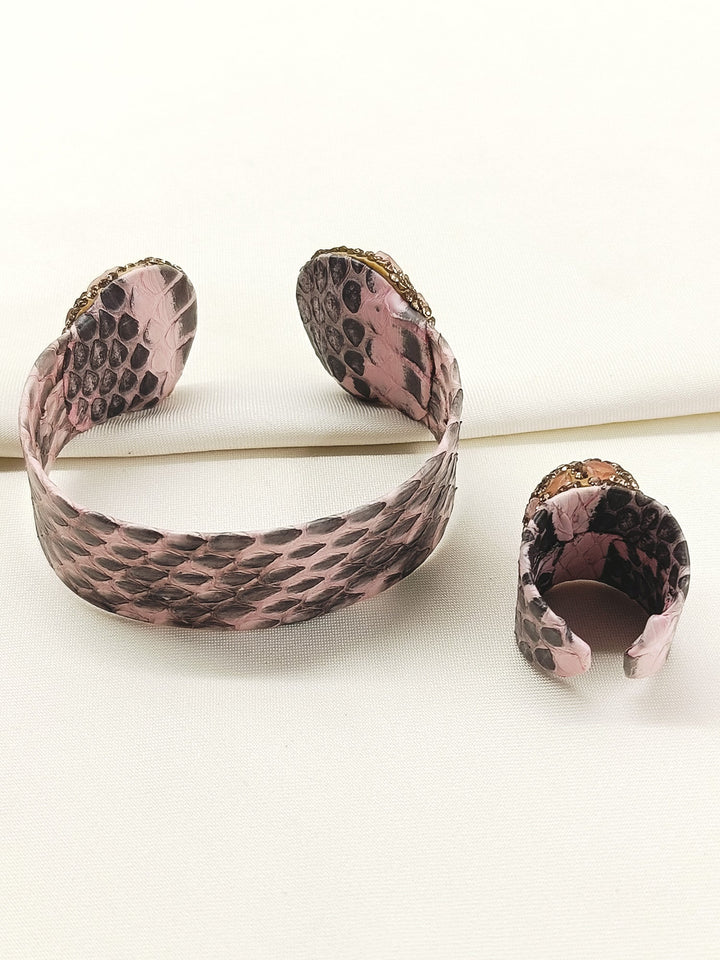 Tapati Pink Western Bracelet With Finger Ring