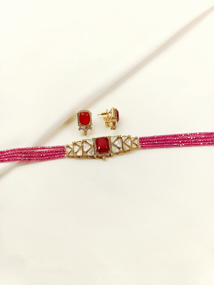 Ekani Ruby Beaded Kundan Choker Set