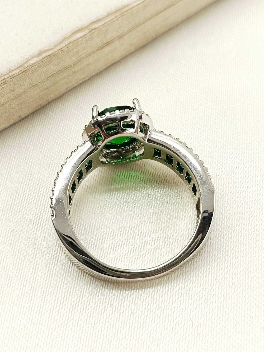 Adika Green American Diamond Finger Ring