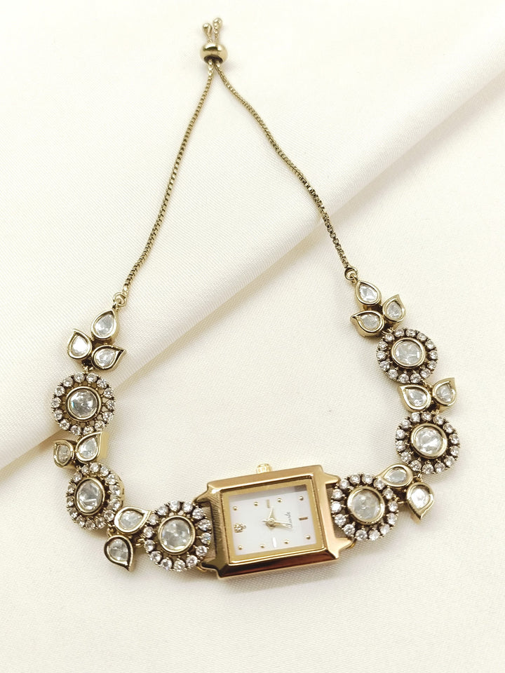 Nazla's Polki AD Stone Watch