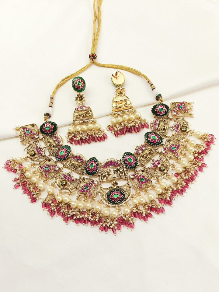 Aakanksha Multi Colour Kundan Necklace Set