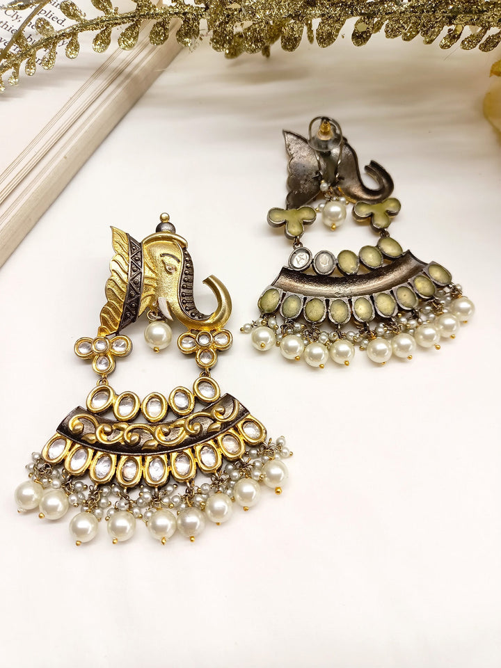 Kamalika Elephant Kundan Earrings