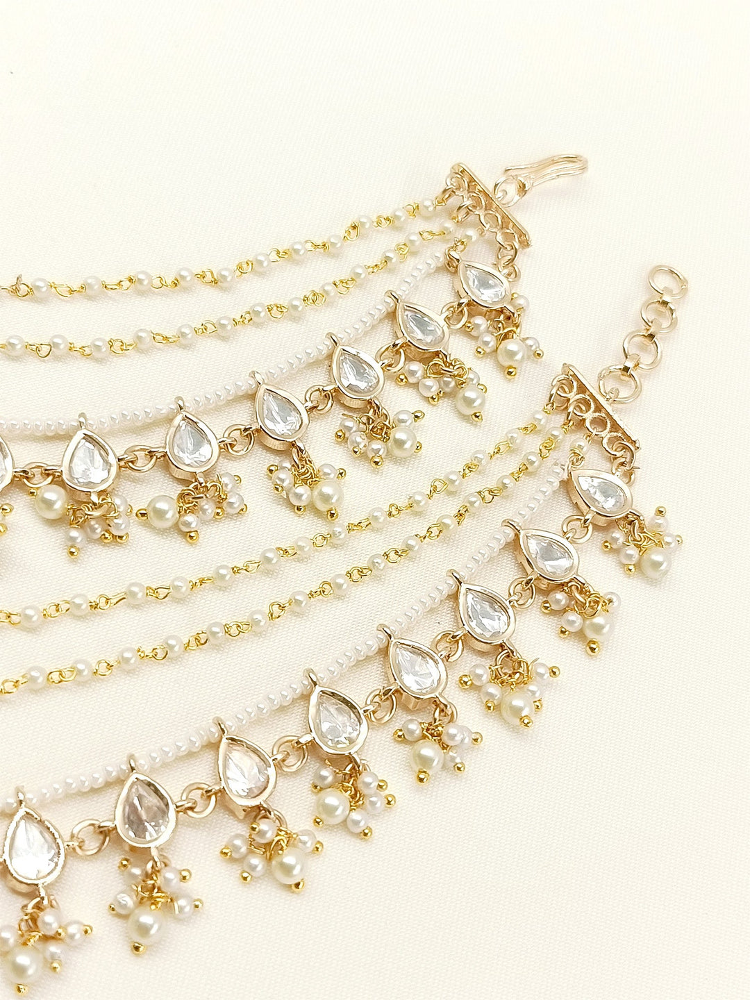 Saran White Traditional Ear Chain