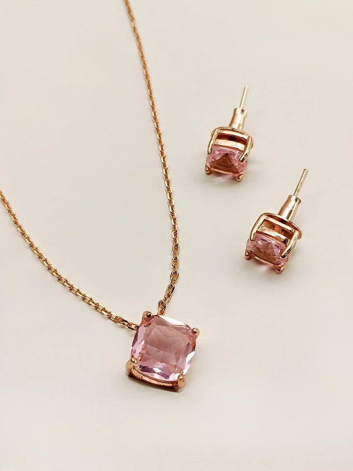 Guneet Pink American Diamond Pendant Set