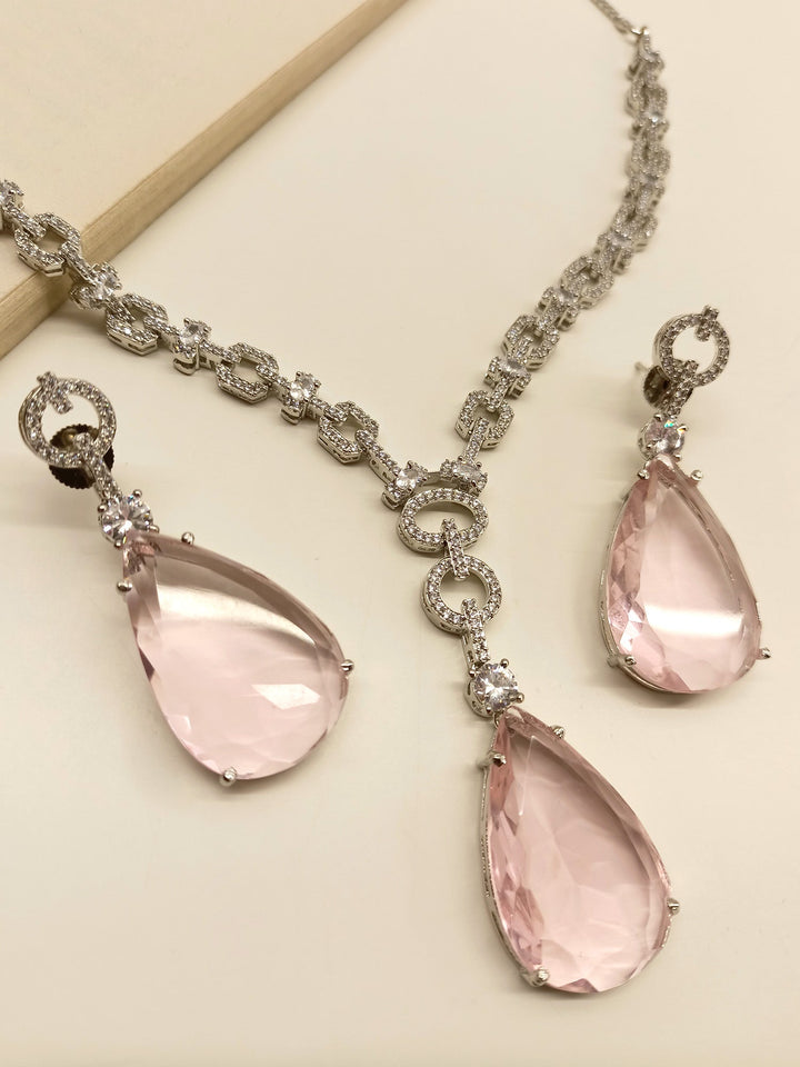 Gleaming Pink American Diamond Set