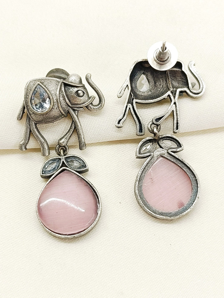 Shawetha Baby Pink Oxidized Earring