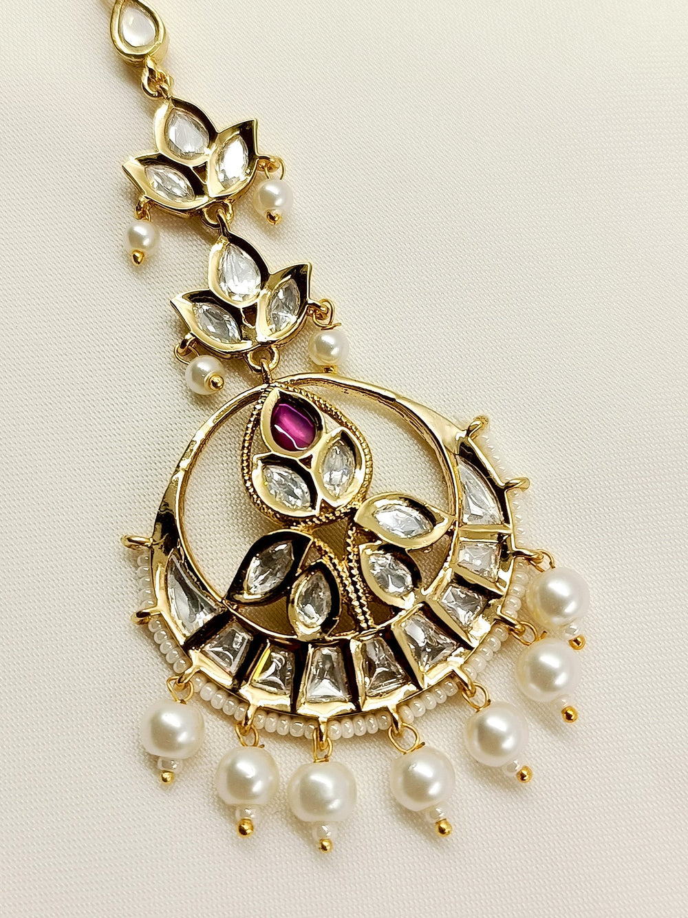 Nimrit Ruby Gold Plated Kundan Teeka