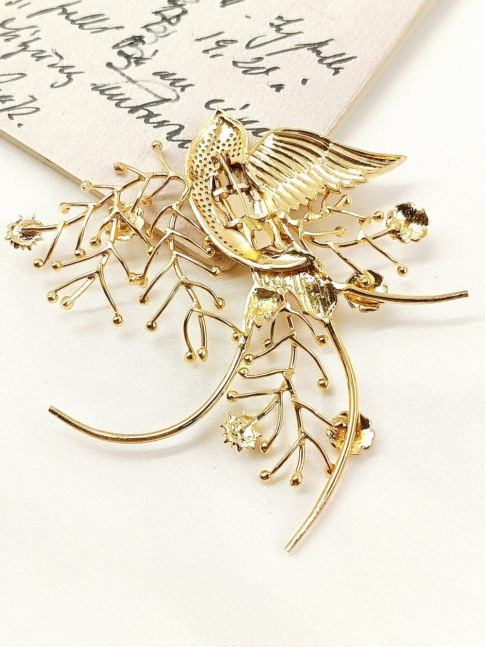Ojas Men’s Gold-Tone Bird Brooch - 9.5 cm Gold Plating