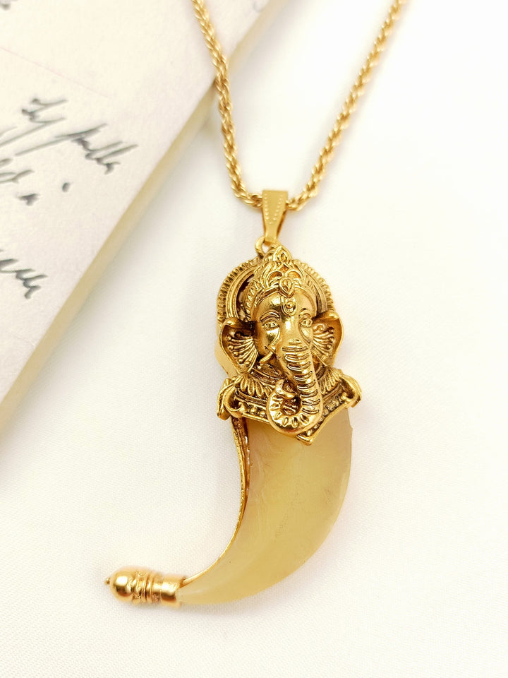 Madhul Golden Ganesh Claw Men's Neckpiece