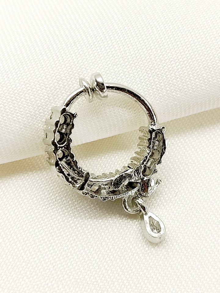 Dishani White American Diamond Nath