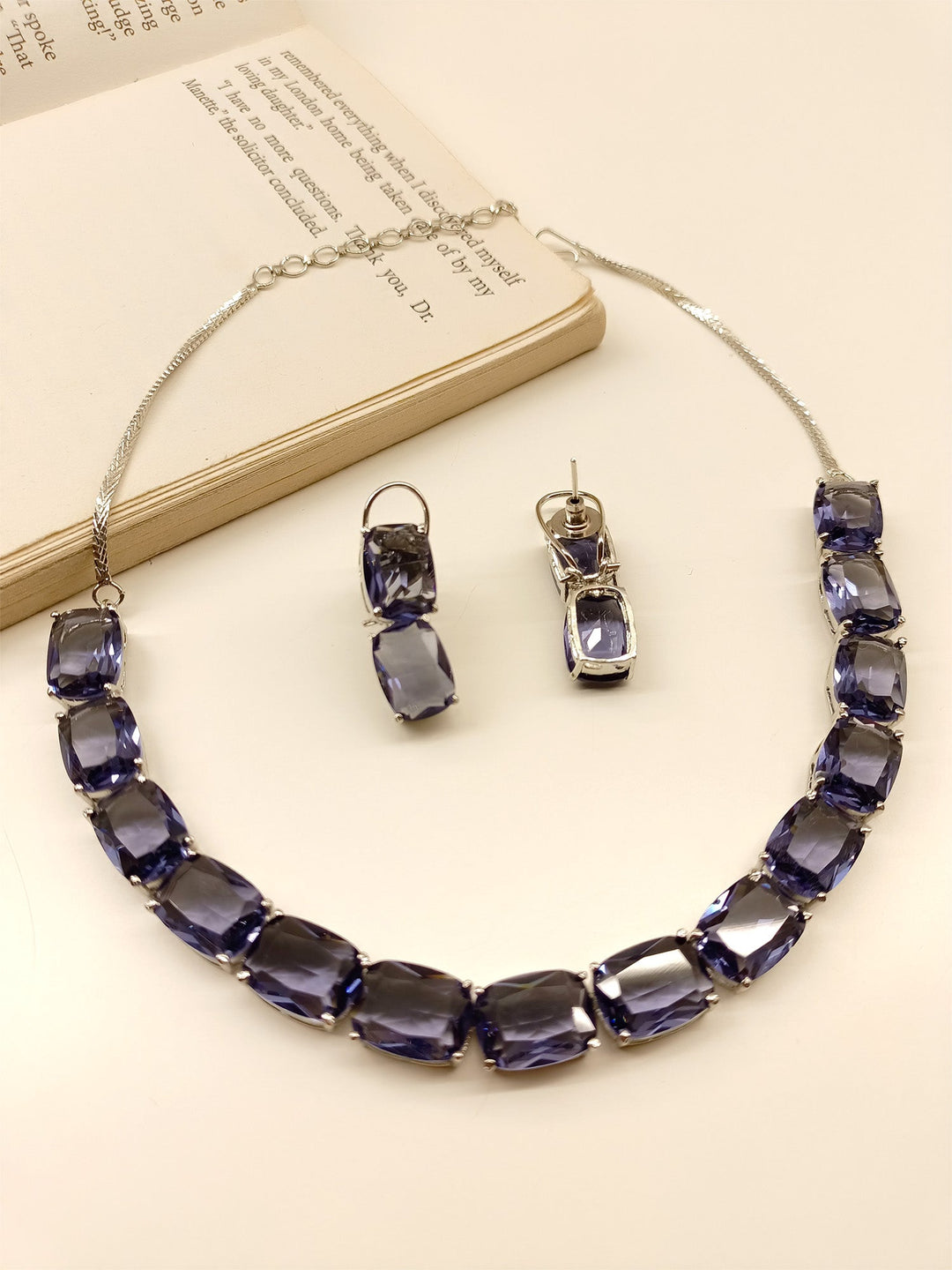 Madhubala Lavender Swarovski Stone Necklace Set