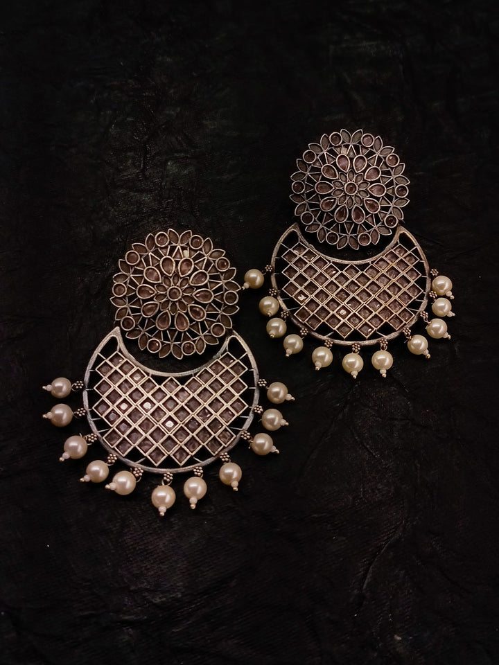 Ajisha Baby Pink Oxidised Chandbali