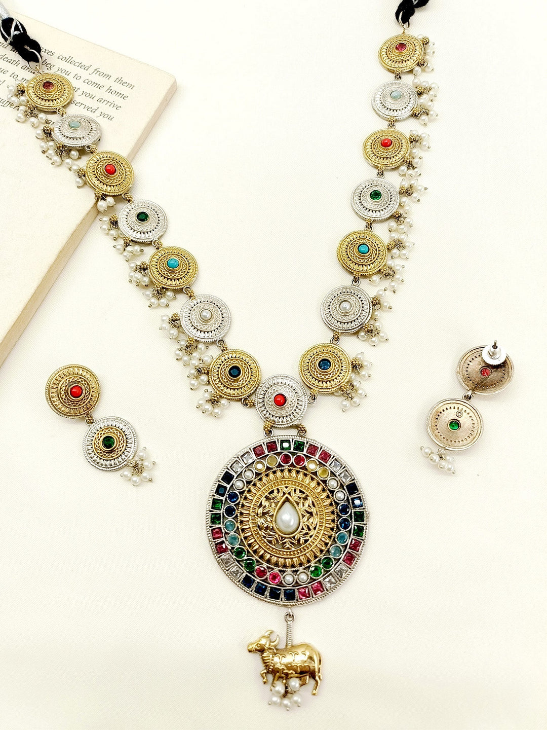 Priyata Multi Colour Oxidized Necklace Set