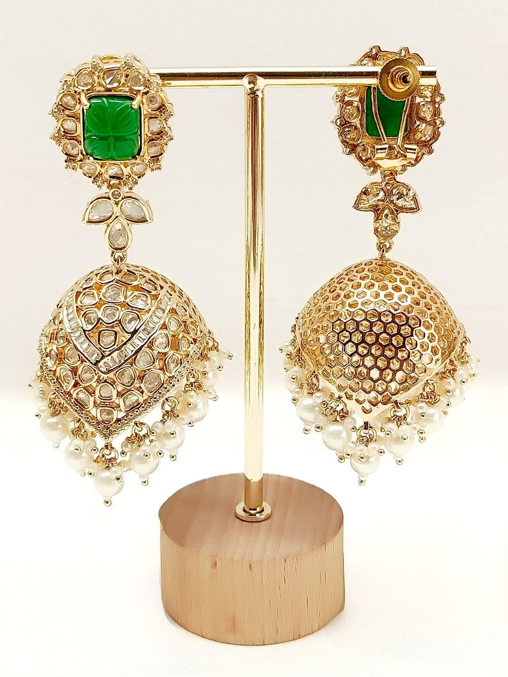 Kasni Green Kundan Jhumki