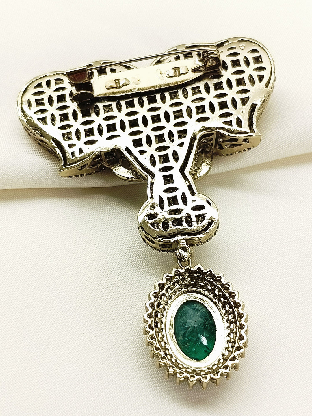 Darsh Green Elephant Brooch