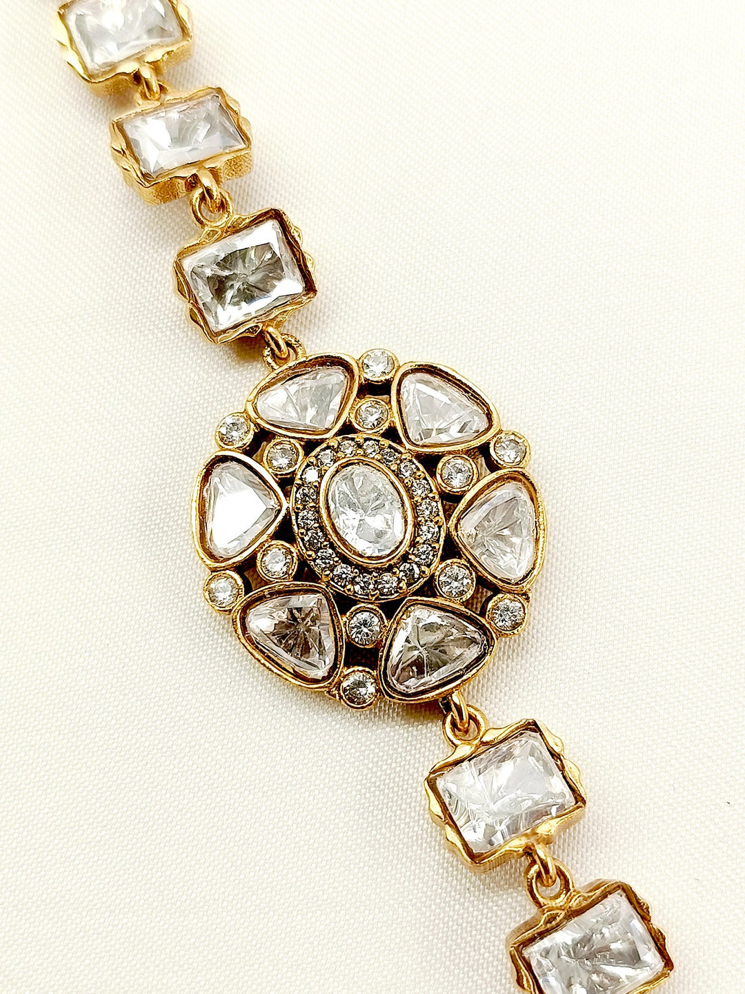 Jannat White Kundan Bracelet