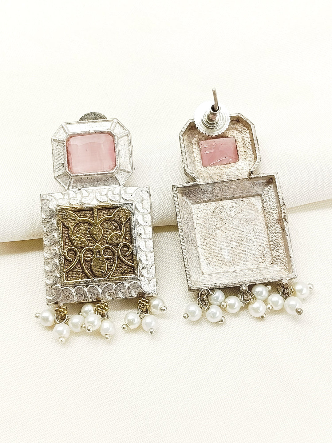 Inaaya Baby Pink Oxidized Earring