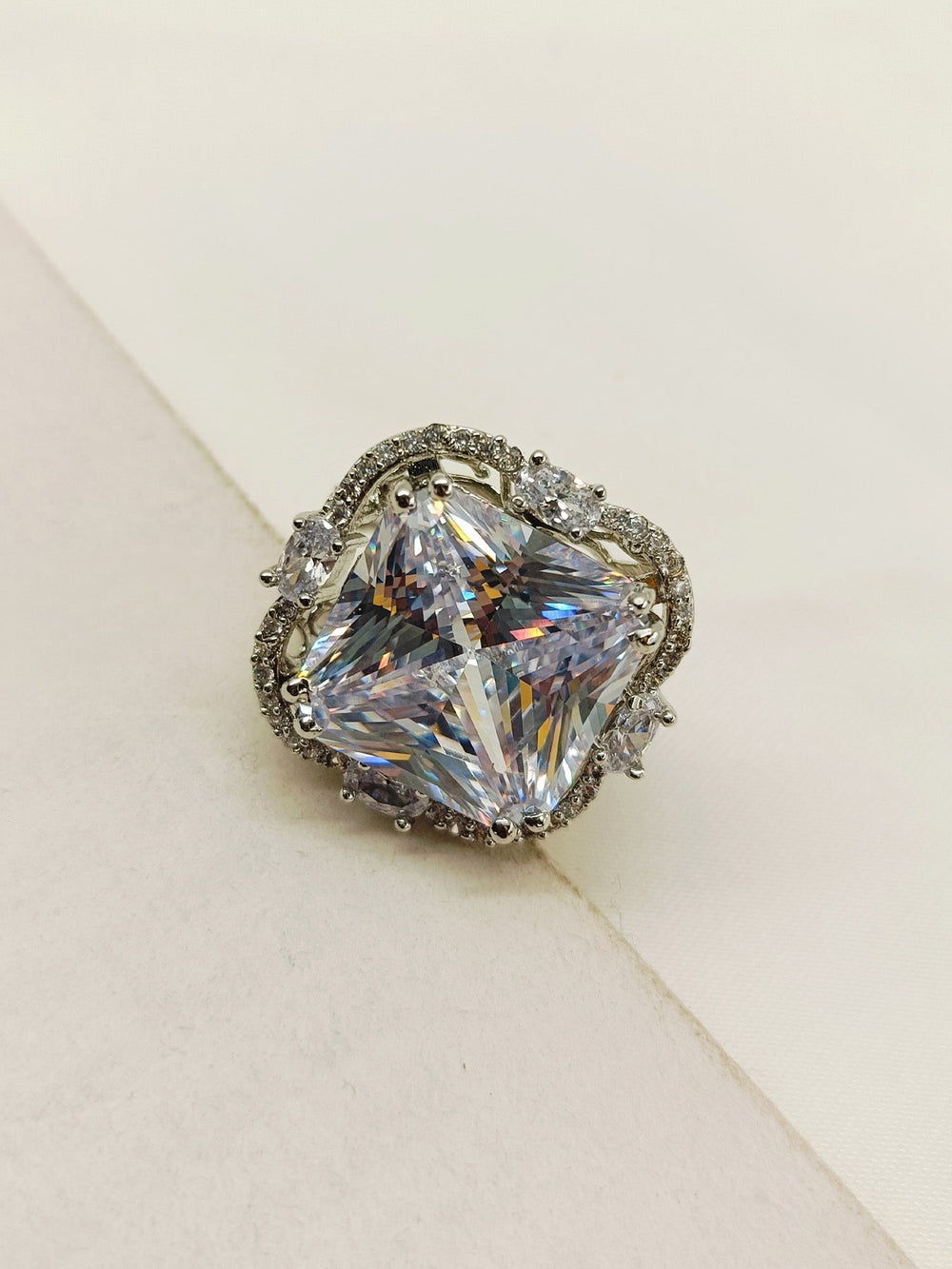 Josie White American Diamond Finger Ring