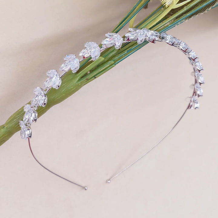 Aarvi American Diamond Silver Plated Hair Band