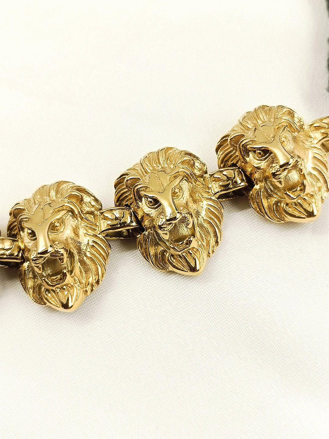 Adhrith Golden Rajwada 7 Lion Head Men's Neckpiece