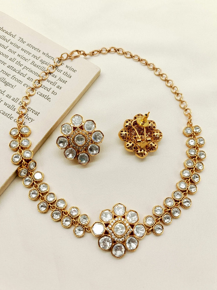 Zikr White Kundan Necklace Set