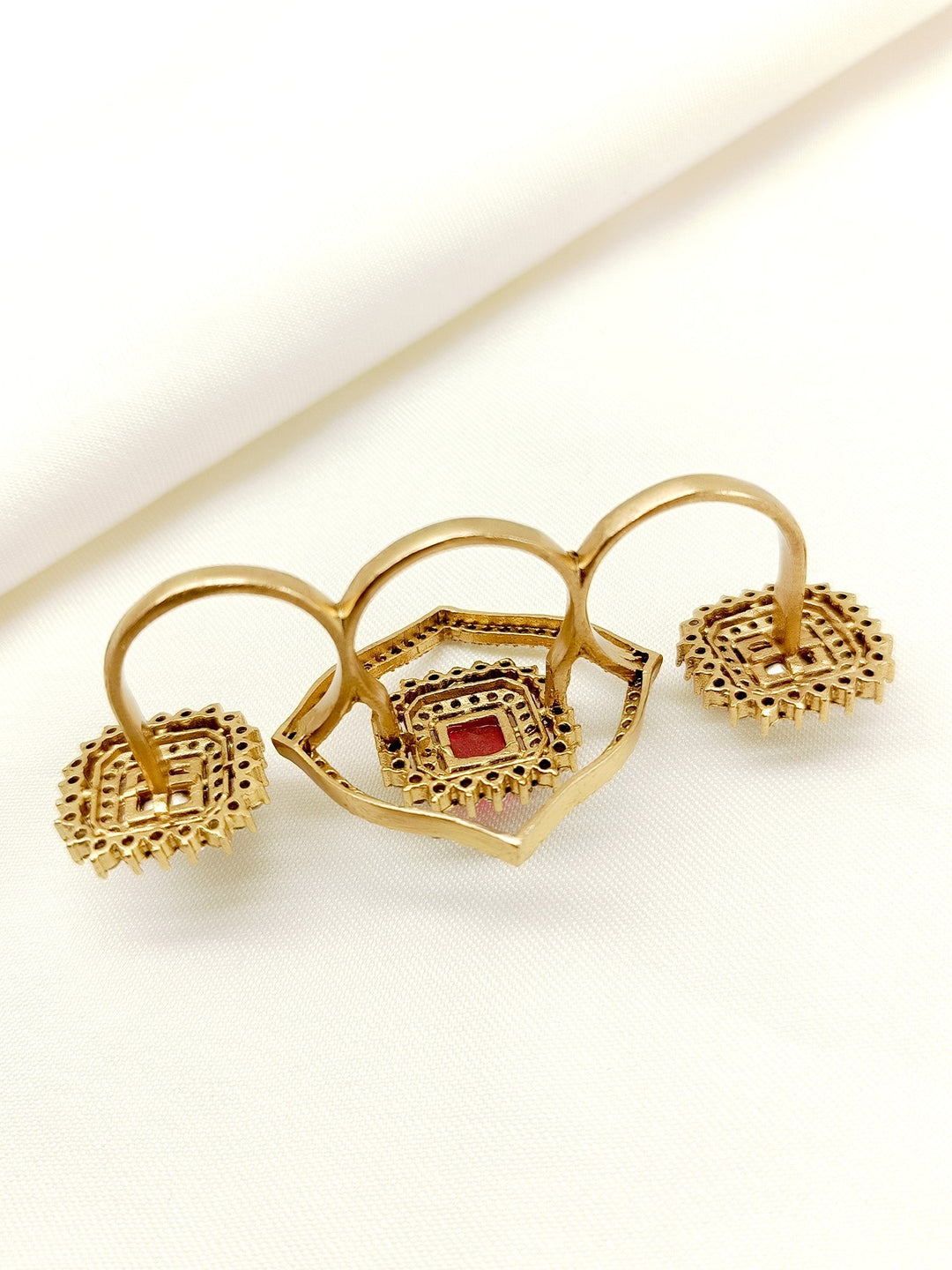 Asvee Ruby American Diamond Finger Ring