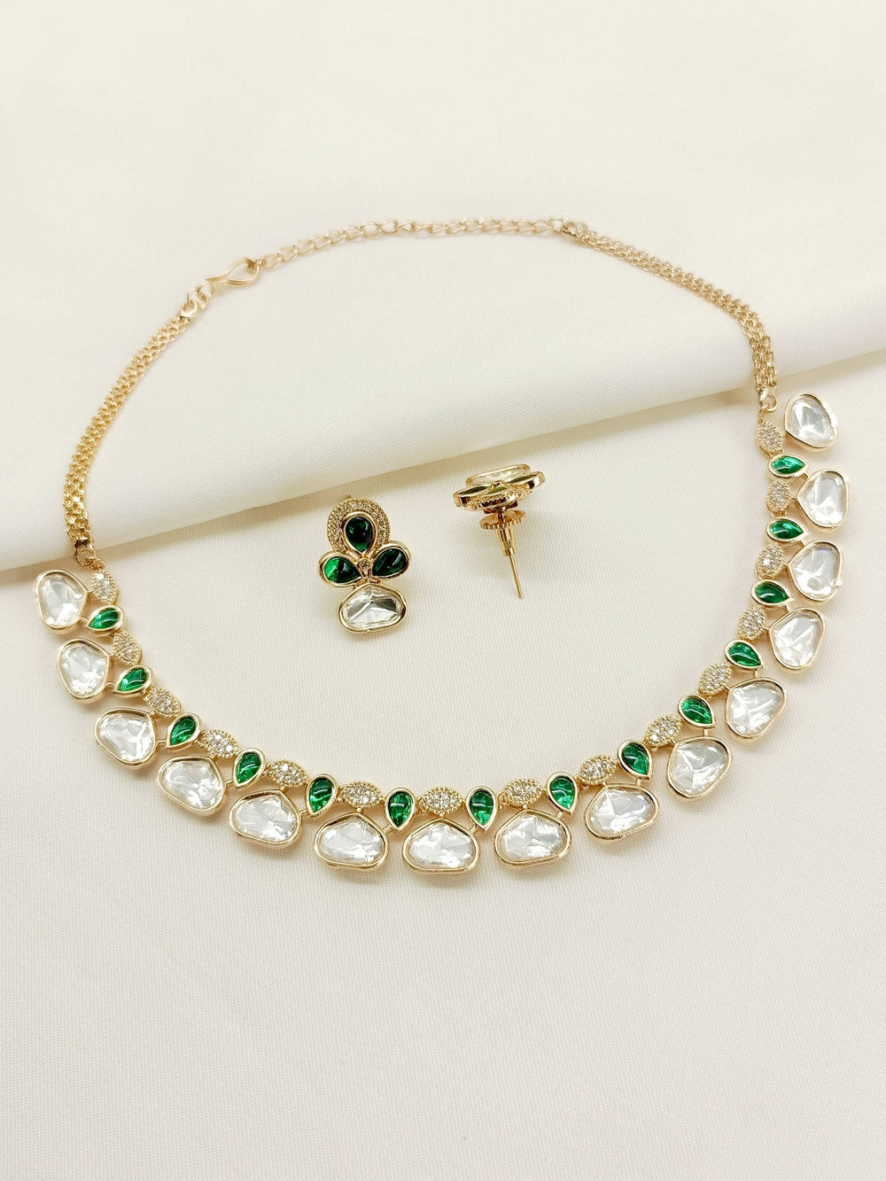 Mihira Green Kundan Necklace Set