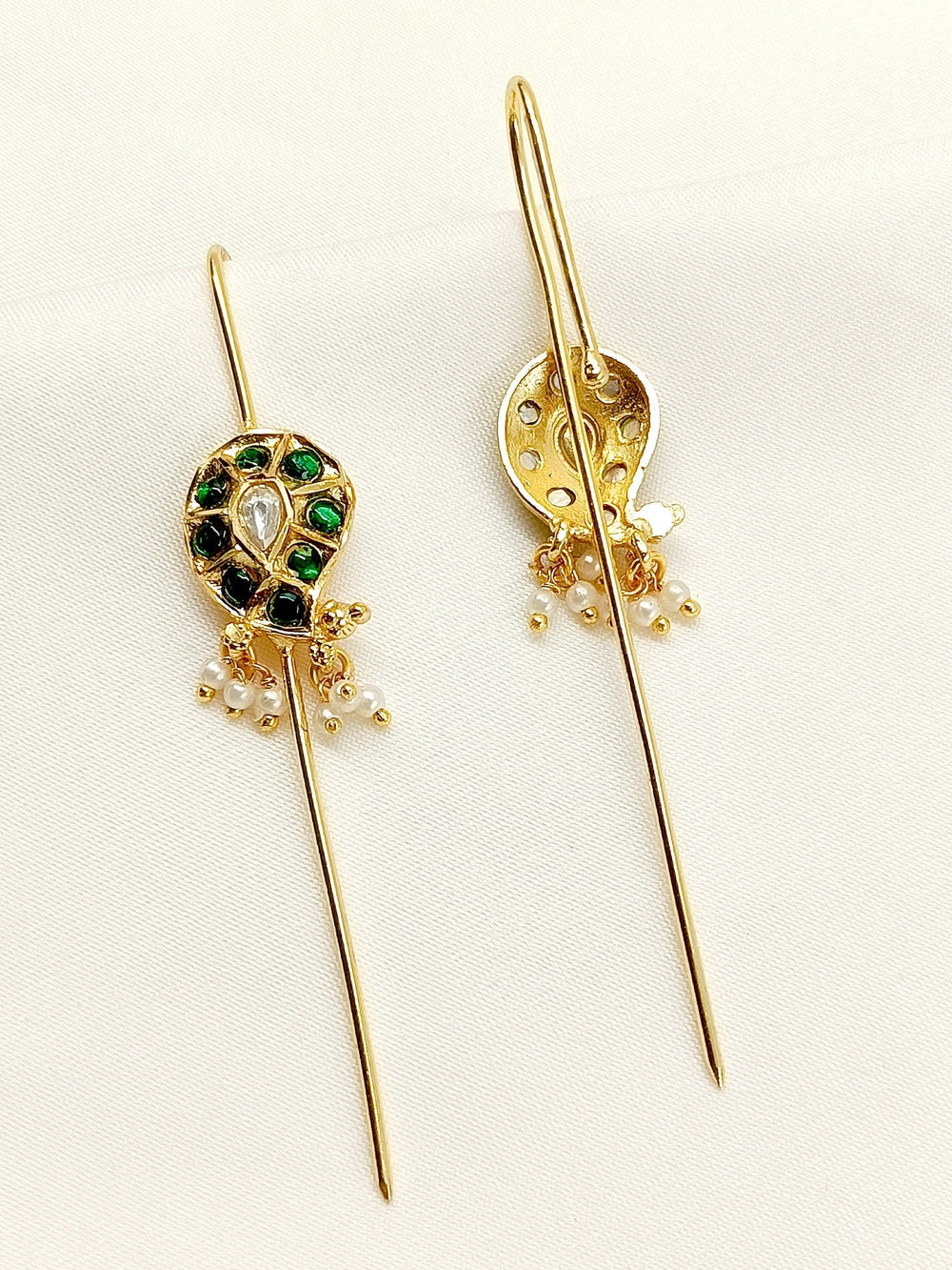 Nirvana Green Gold Plated Kundan Ear Cuff [ Price is for Pair ]