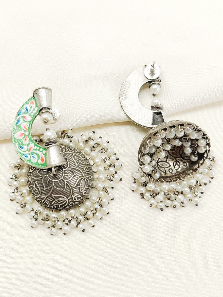 Atisha Green Oxidized Jhumki