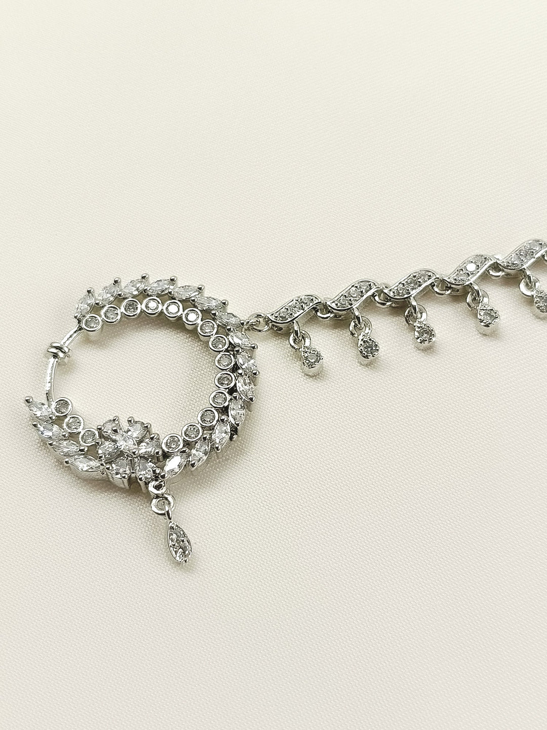 Gunjan White American Diamond Nath